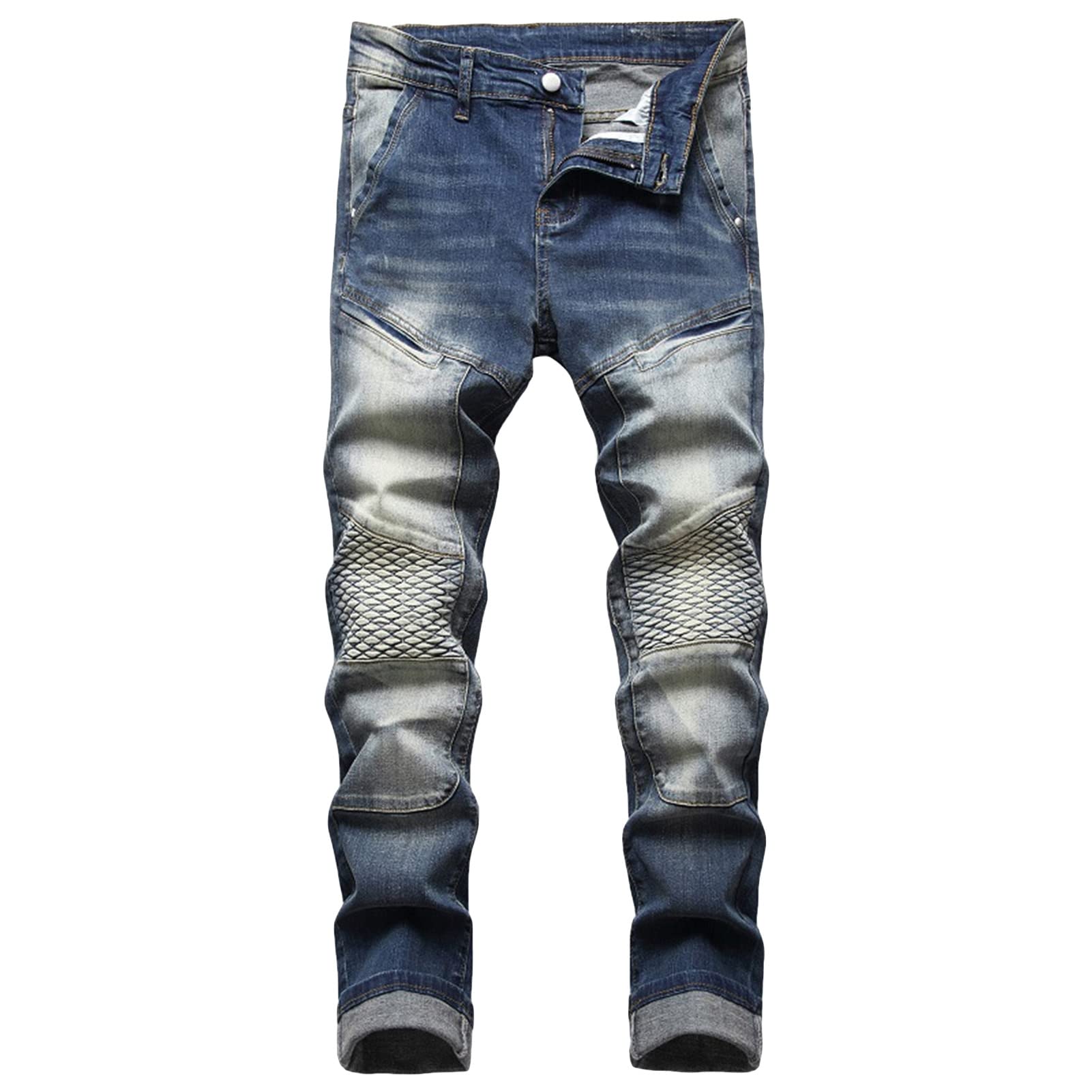 Pantalones de Jean Stretch Skinny para Moto Slim Ride Cómodo Vaqueros Pantalones Vaqueros de Gran Tamaño Elásticos Bike Rule Fit para Hombres