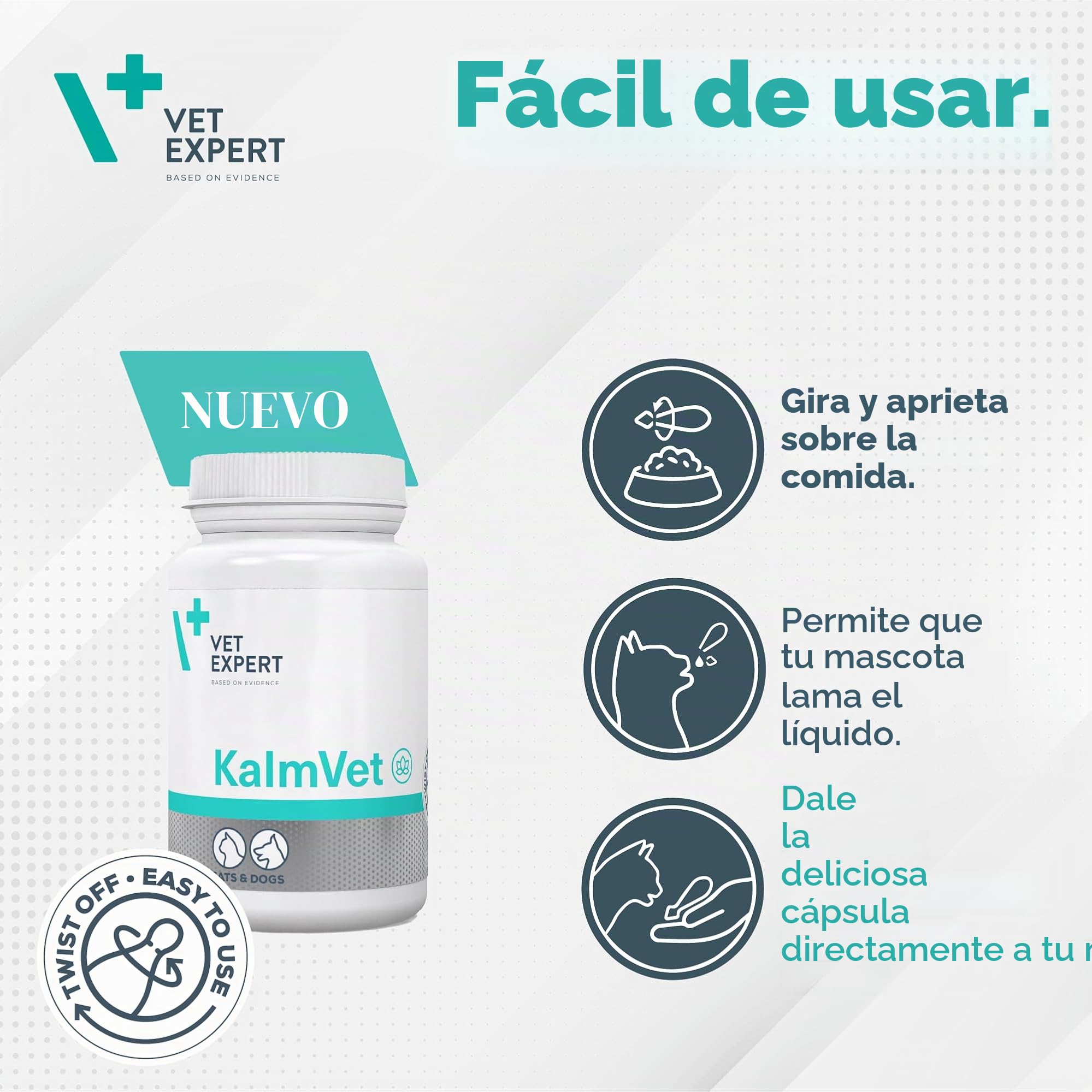 KALMVET 60 Cápsulas TWIST OFF - Alivio del estrés para perros y gatos de VET EXPERT