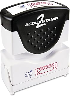 ACCUSTAMP2 035521 Pre-Inked Shutter Stamp, Red/Blue, Posted, 1 5/8 x 1/2
