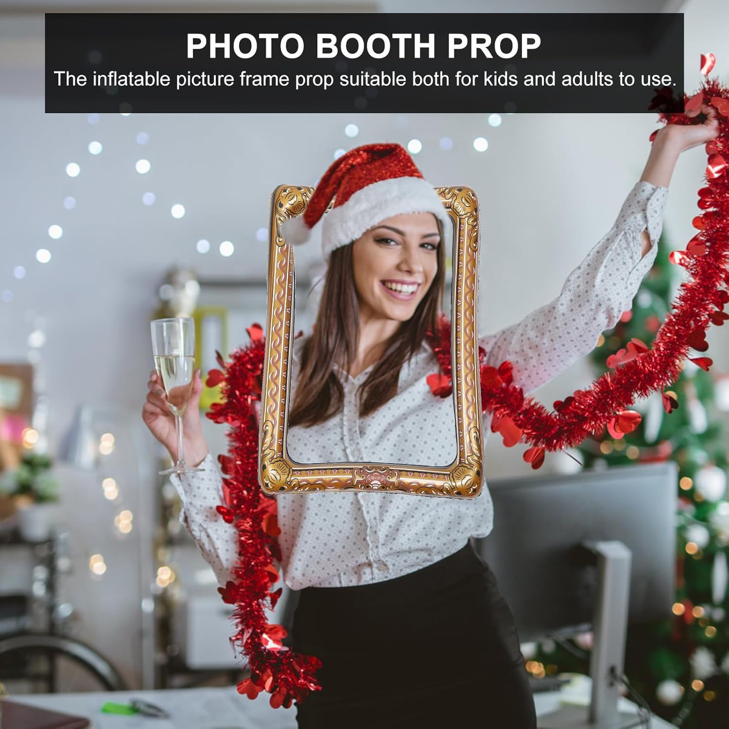 Inflatable Photo Frame 26X18 Inches Lightweight Blow up Photo Booth Frame Prop for Family Reunions Parties Events PVC Material