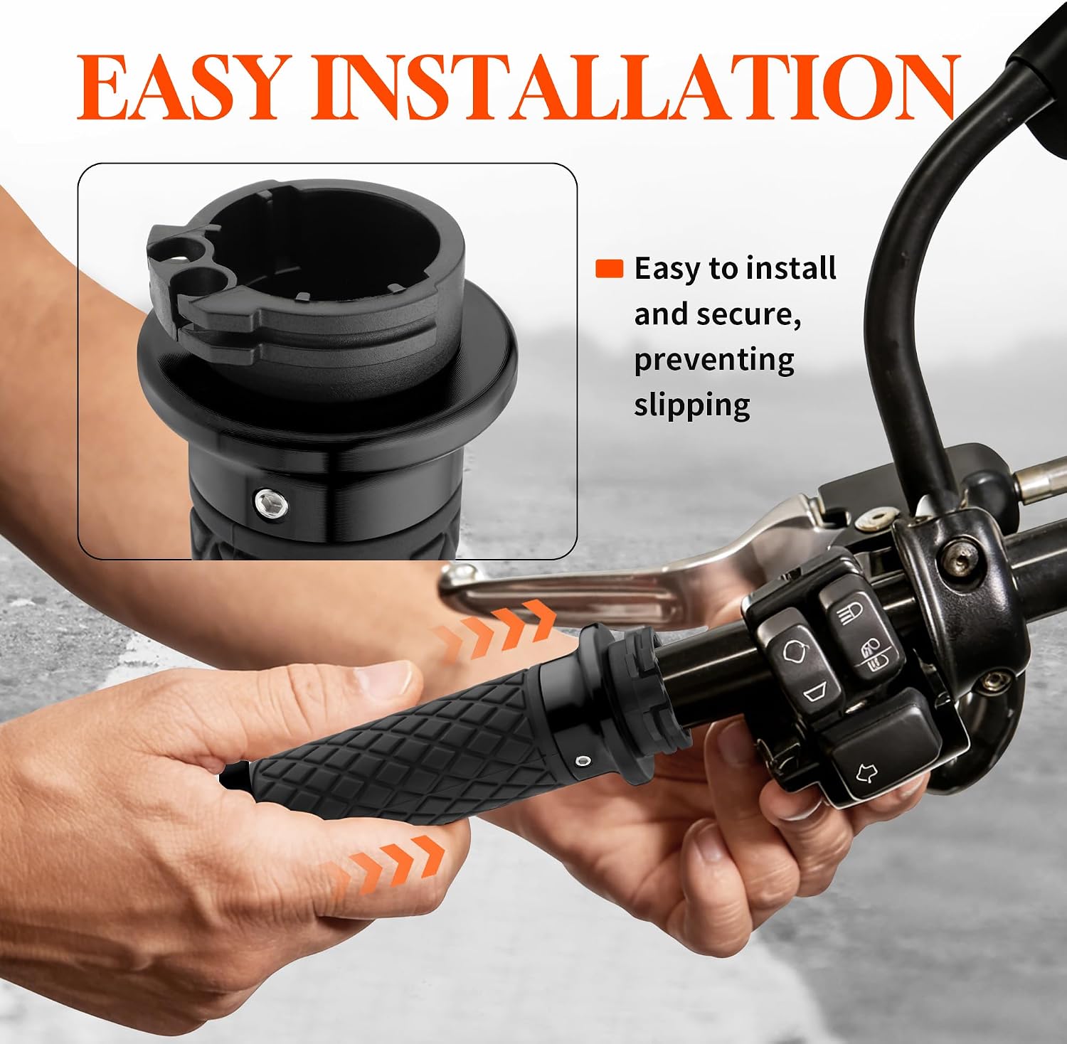1 Inch Hand Grips Silicone Non Slip CNC 6061 Aluminum Handlebar Grip for Harley Pull Cable Throttle '96-'07 Touring '95-'15 Softail '96-'17 Dyna '96-up Sportster '02-'17 VRSC '08-'13 XR