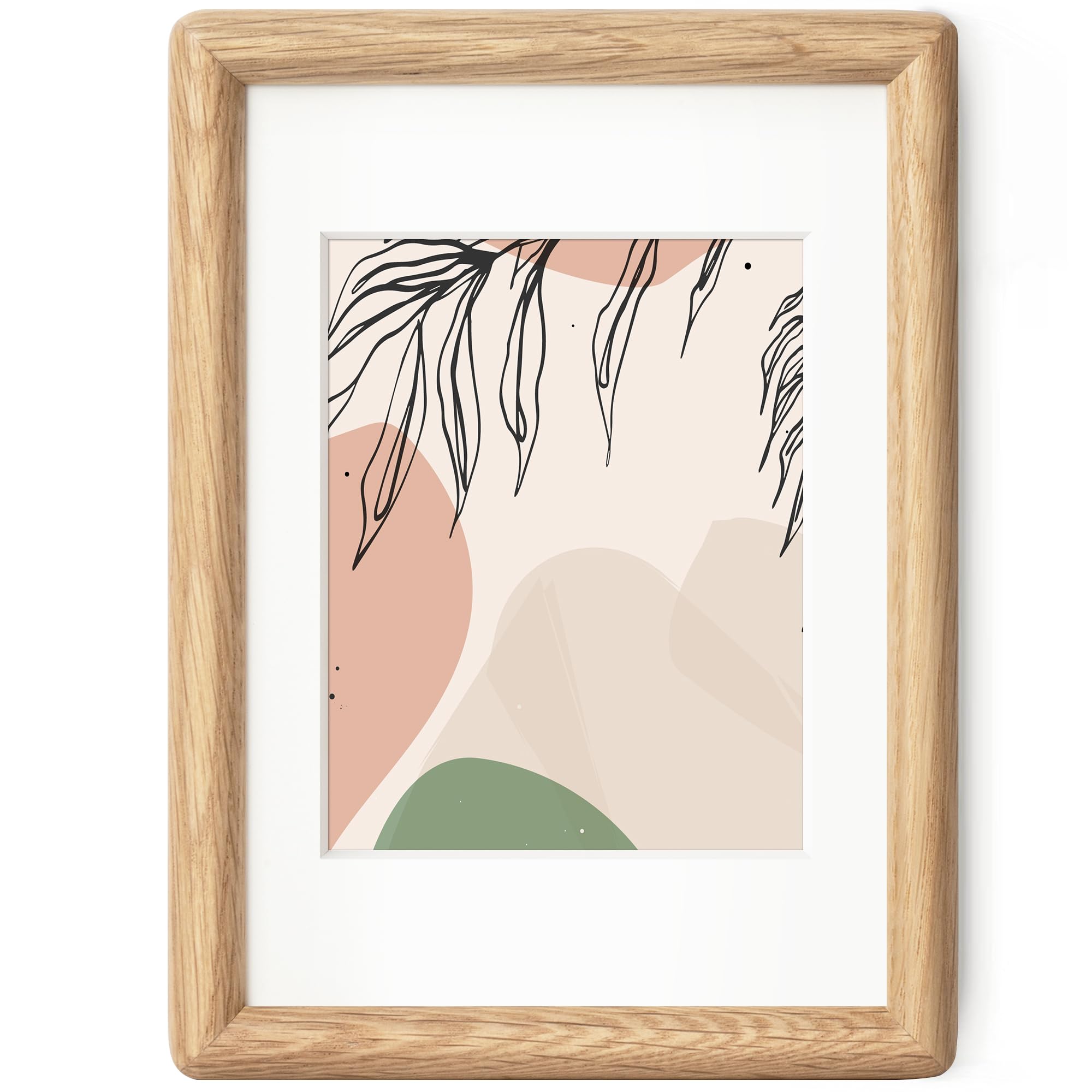 Axeman 5x7 Picture Frame - Solid White Oak Frame 5 x 7 Matted to 4x6 - Rounded Corner Natural Oak Wood Photo Frame 5x7 with Tempered Glass - Tabletop or Wall Mount Display - Oak