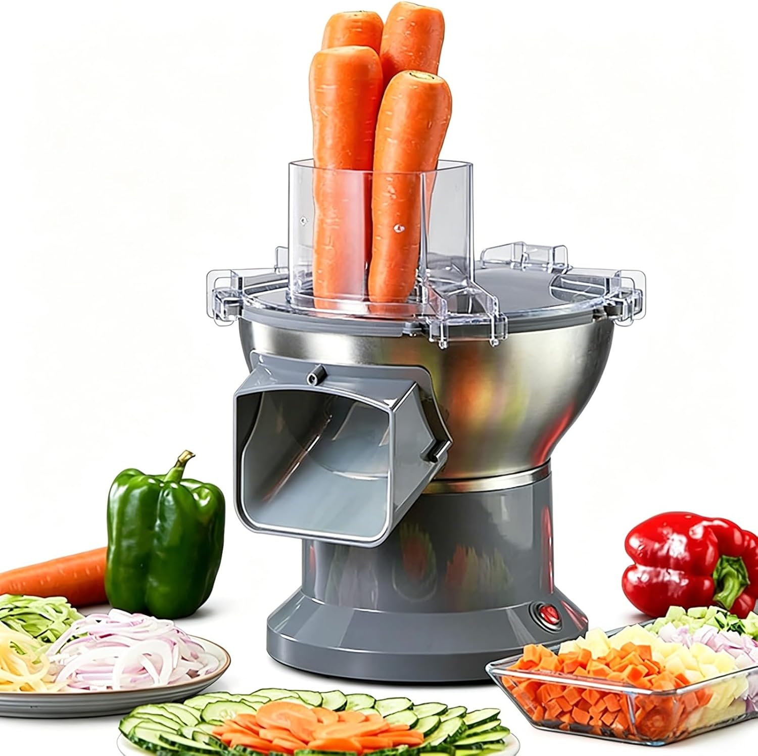 3 in 1 Electric Veggie Cutter, Professional French Fry & Vegetable Dicer with 250W Motor, 3 Working Modes (Dice/Shred/Slice), for Potato Carrot Onion Fruit, for Home Kitchen & Hotel