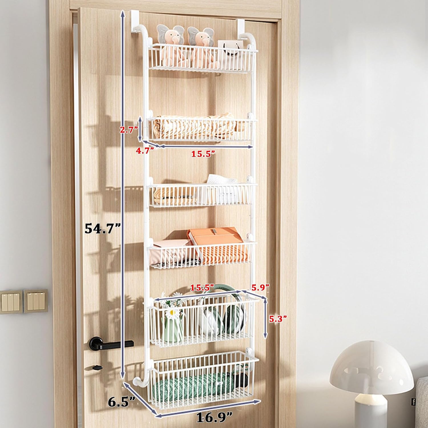 Narrow Over The Door Pantry Organizer,4/6-Tier Spice Rack,Metal Pantry Door Organizer,Door Spice Rack Hanging Storage for Kitchen,Pantry Organization and Storage,Hanging Mou