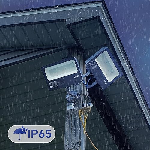 Miniatura 7 de HYPERLITE Luz de inundación para exteriores de 150 W, 2 unidades, luces de inundación LED de 18000 lm con fotocélula del anochecer al amanecer, 5000