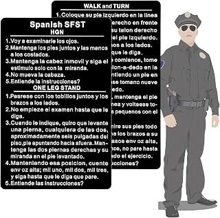 3 PCS Spanish SFST/HGN Card - Standardized Field Sobriety Test Instruction Card Metal, Law Enforcement, Cops, Police, Sheriff, Thin Blue Line, Trooper, DWI (3 PCS)