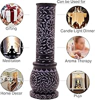 Vista 6 de Soporte para varillas de incienso de mármol tallado a mano, quemador de incienso negro con base colectora de cenizas, luz de té y soporte