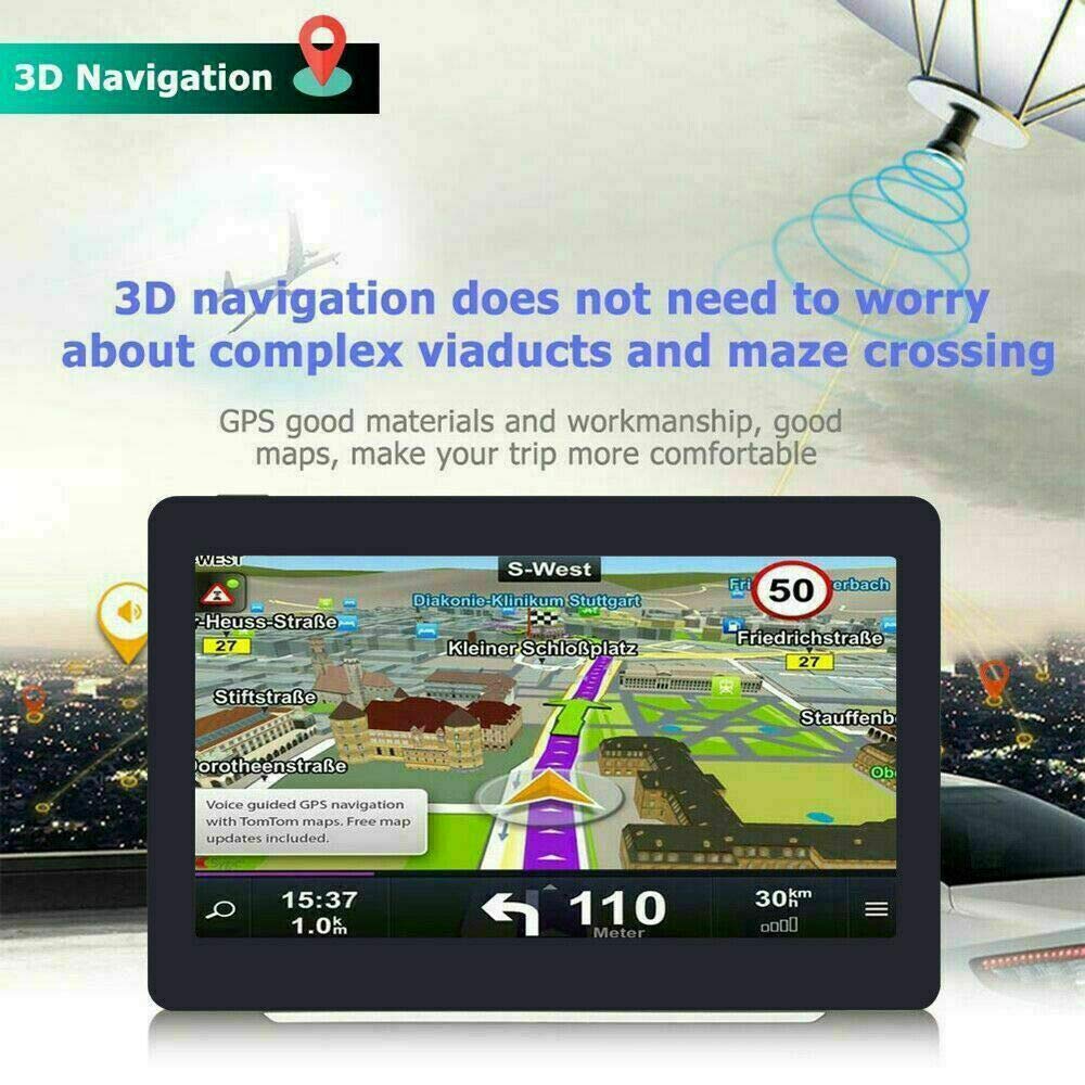 Baceyong 7 Zoll tragbarer Auto-GPS-Navigator, geeignet für LKW, Autos, kapazitive Touchscreens, HD-Karten, FM, 3D-Autokonsolen