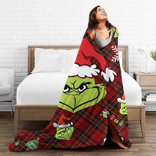 Miniatura 2 de Mantas y mantas de Navidad de dibujos animados, mantas y mantas súper suaves de monstruo verde, manta de otoño para entrenador, manta de cama de