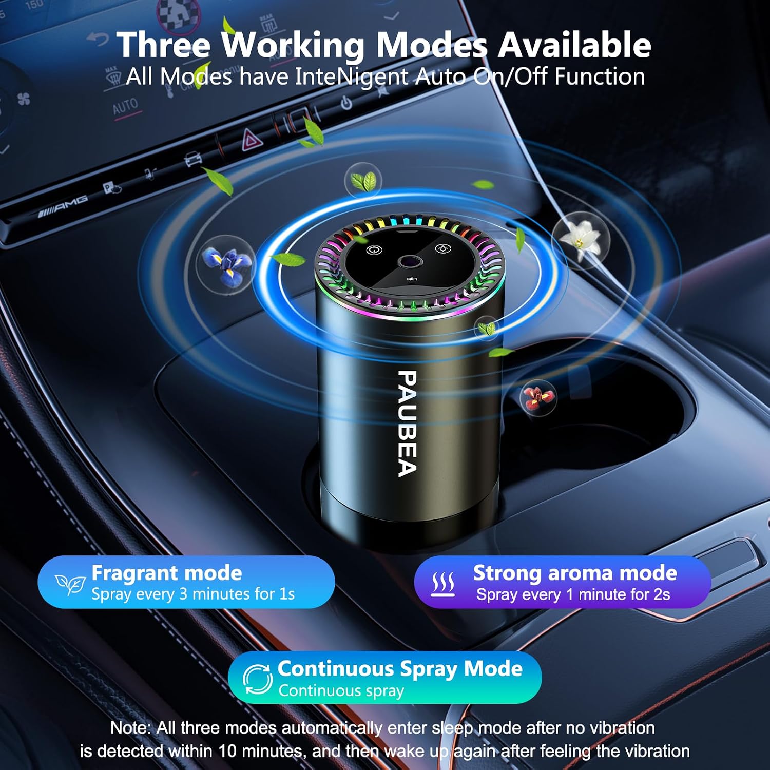 Smart Car Air Freshener Diffuser, Car Fresheners Long Lasting with 100ml Capacity Essential Oil Last, Atmosphere starry sky lights, 3 Adjustable Modes and AI Intelligent Control - Cologne