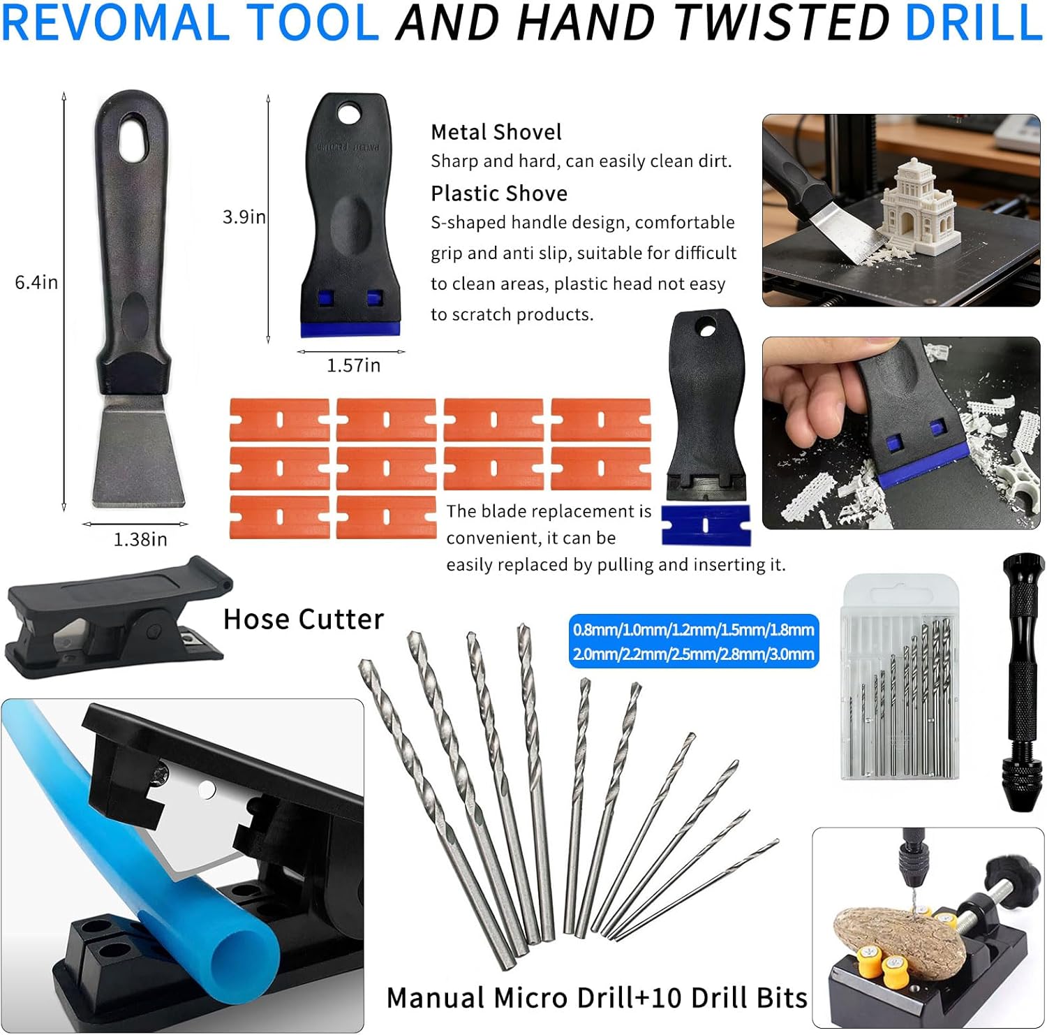 70PCS 3D Printer Tools Kit, 3D Printer Accessories with Tool Bag, Deburring Tool, Metal Files, Wire Cutter, Nozzle Cleaning Pin, Carving Knife and 5-in-1 Wrench, 3D Printing Tools for FDM/SLA Printers