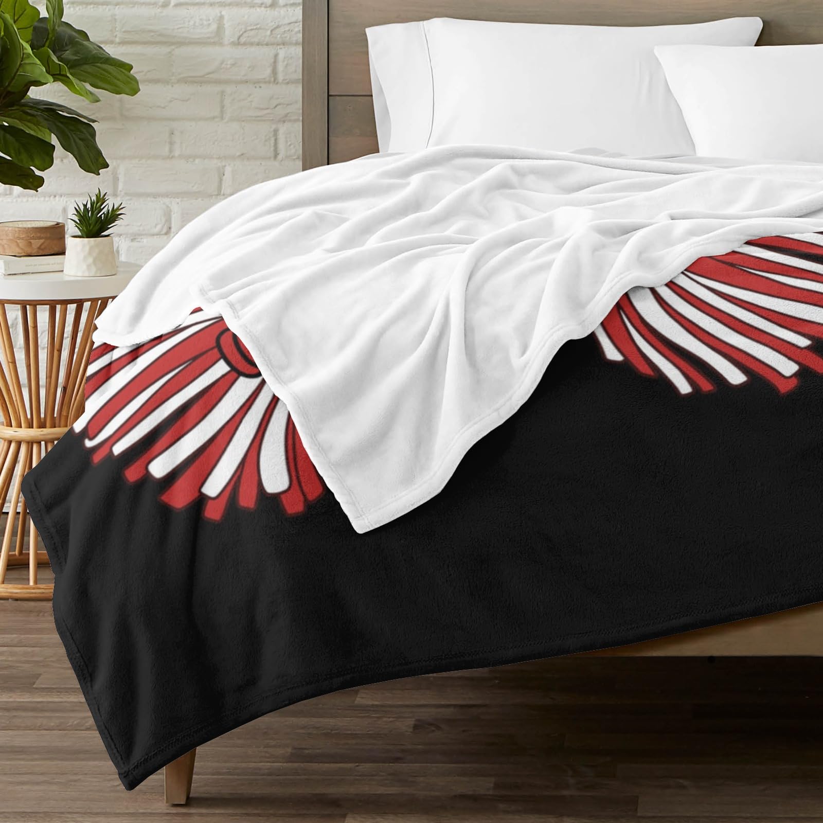 Zaaprint Cheerleader Red Black Cheer Personalized Blankets with Name Customized Baby Blankets for Girls Boys Adults Kids Gift(50x60 inch)