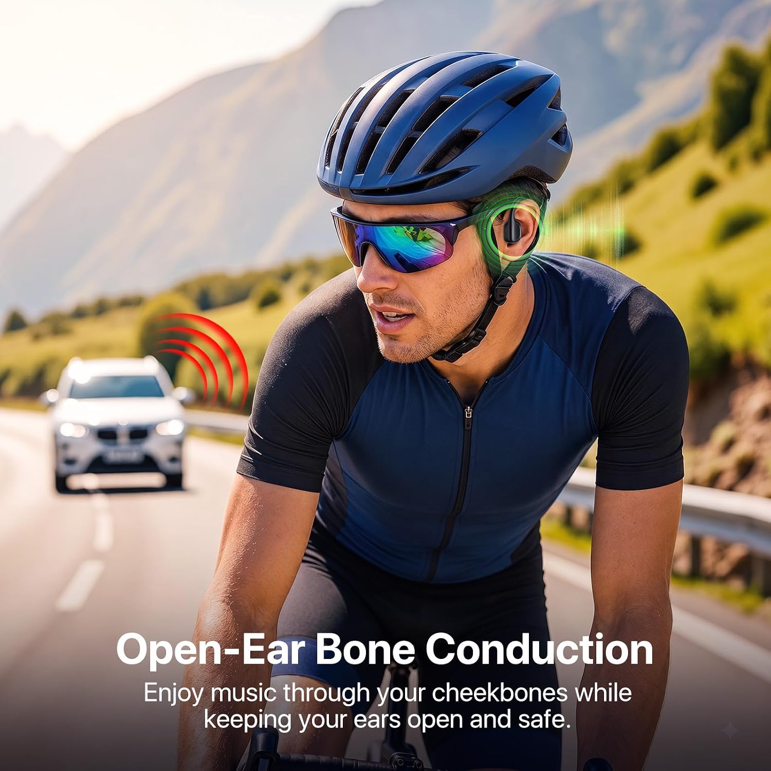Bone Conduction Headphones,Open Ear Wireless Headset Sweatproof for Running
