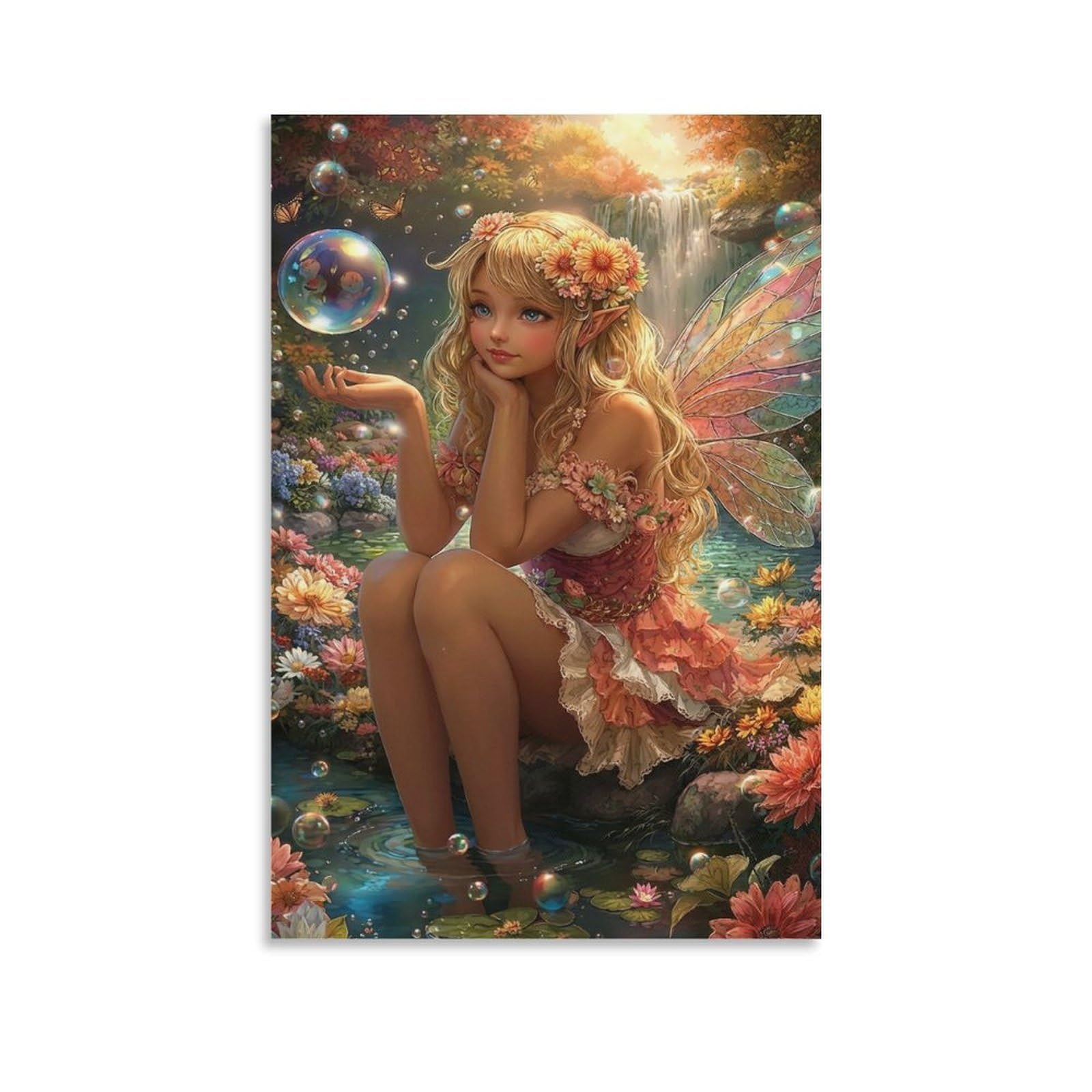 DHBANEIOK Fairy Girl Fantasy_1 Poster Artwork Giclee Canvas Prints Modern Wall Art Picture Wall Hanging for Bathroom Wall Decor 20x30inch(50x75cm)