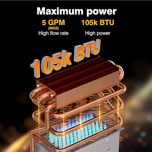 Miniatura 3 de Ranein Calentador de agua sin tanque de gas natural con tubo de ventilación, interior 4.3 GPM, calentador de agua caliente instantáneo de 100,000 BTU