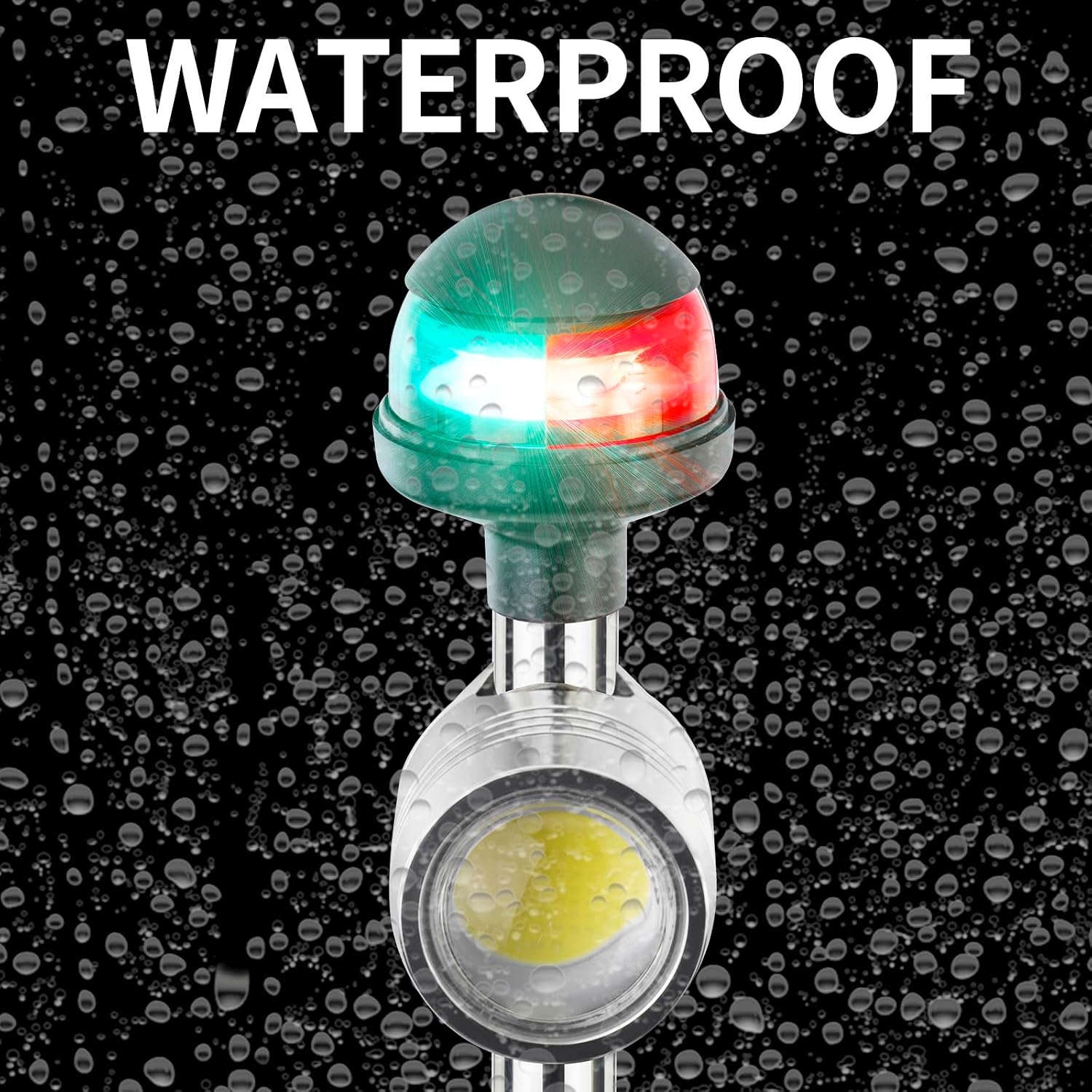 Navigation Lights,Red/Green Bow Light with LED Spotlights,Wireless Remote Control-On/Off,2 Pin Plug-in Mount Base,for Pontoon,Kayak, Small Boats 10-24 Volts,24 Inches