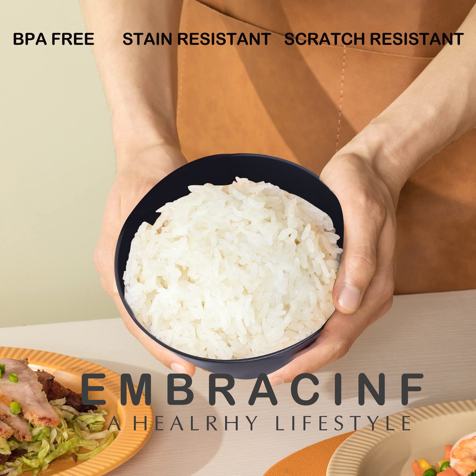 supernal 12pcs Cereal Bowls,Unbreakable Black Wheat Straw Bows, Microwave & Dishwasher Safe, Reusable Soup Bowls,Bowls for Kitchen,Soup Bowls for Ramen,Rice,Soup,Salad,Lightweight Bowl