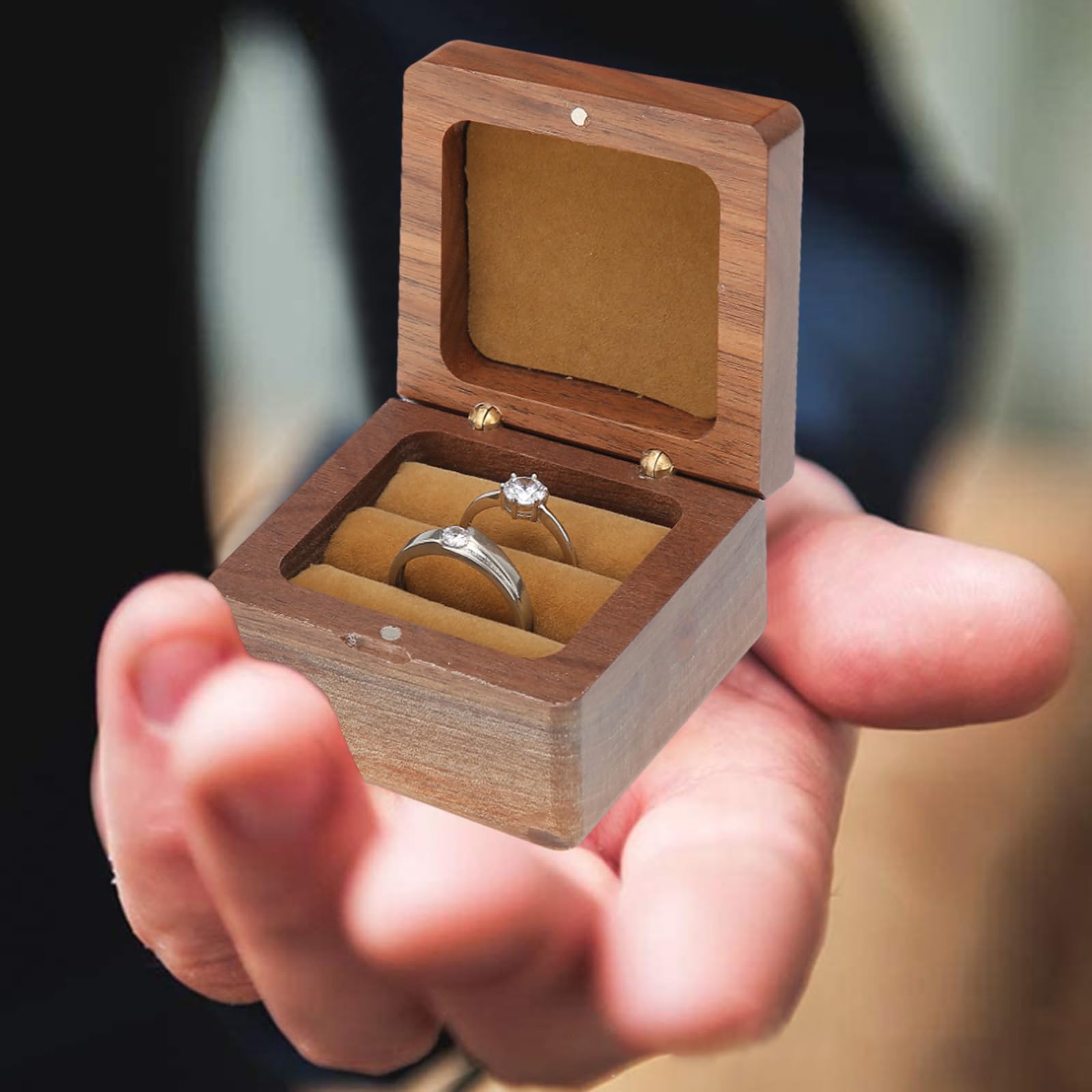 Caja De Madera Para Anillos, Almohada Vintage Para Anillos, Cofre Del Tesoro Con Grabado, Boda Rústica, Caja Para Anillos De Compromiso, Estuche Personalizado Para Anillos - México