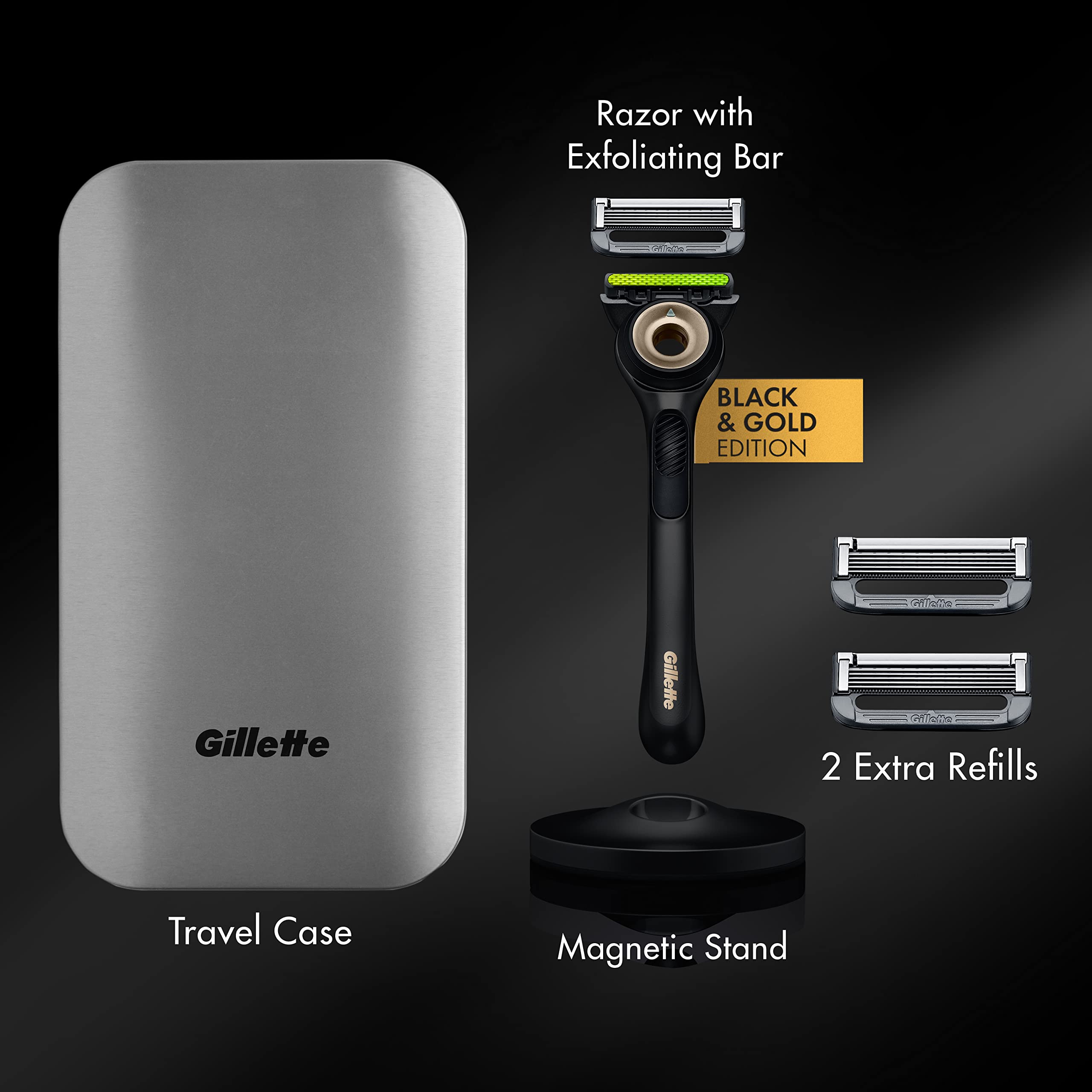 Gillette Razor for Men with Exfoliating Bar Gold Edition by