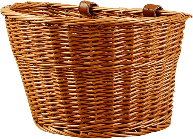 Weather-Resistant Wicker Front Bike Basket - Large Capacity Hand Woven Cycling Accessory
