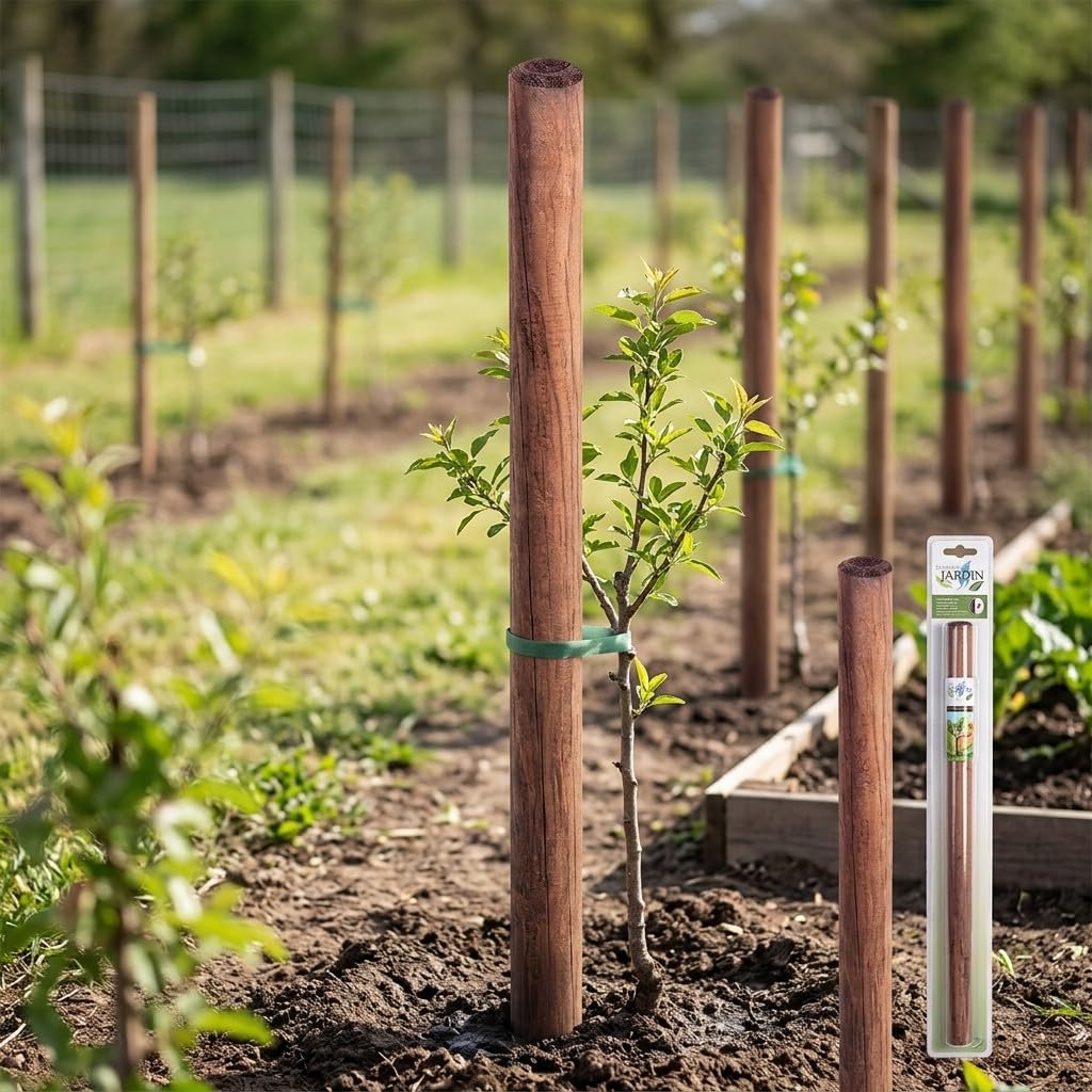 Suinga Pack 5 Postes Tutor de Madera sin Punta | 200 cm de Altura | Diámetro 8 cm | Ideales para Vallas, Cercados, Cuadras y Pérgolas | Soporte Resistente para Árboles y Uso Agrícola