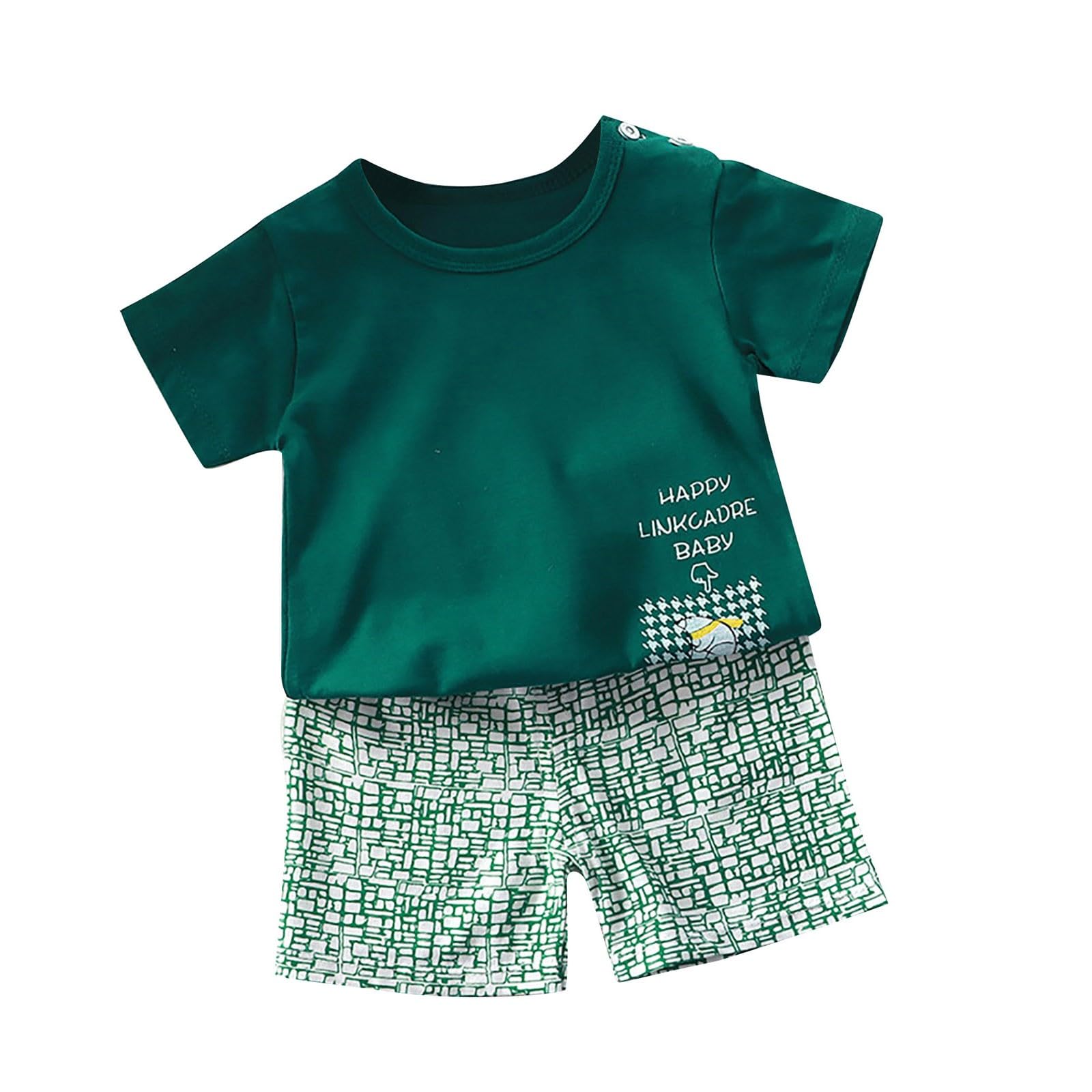 Boys Girls Cute Animal Print T Shirt Outfit Sweet Summer Clothes Solid Pants Infant Toddler Baby Short Toddler