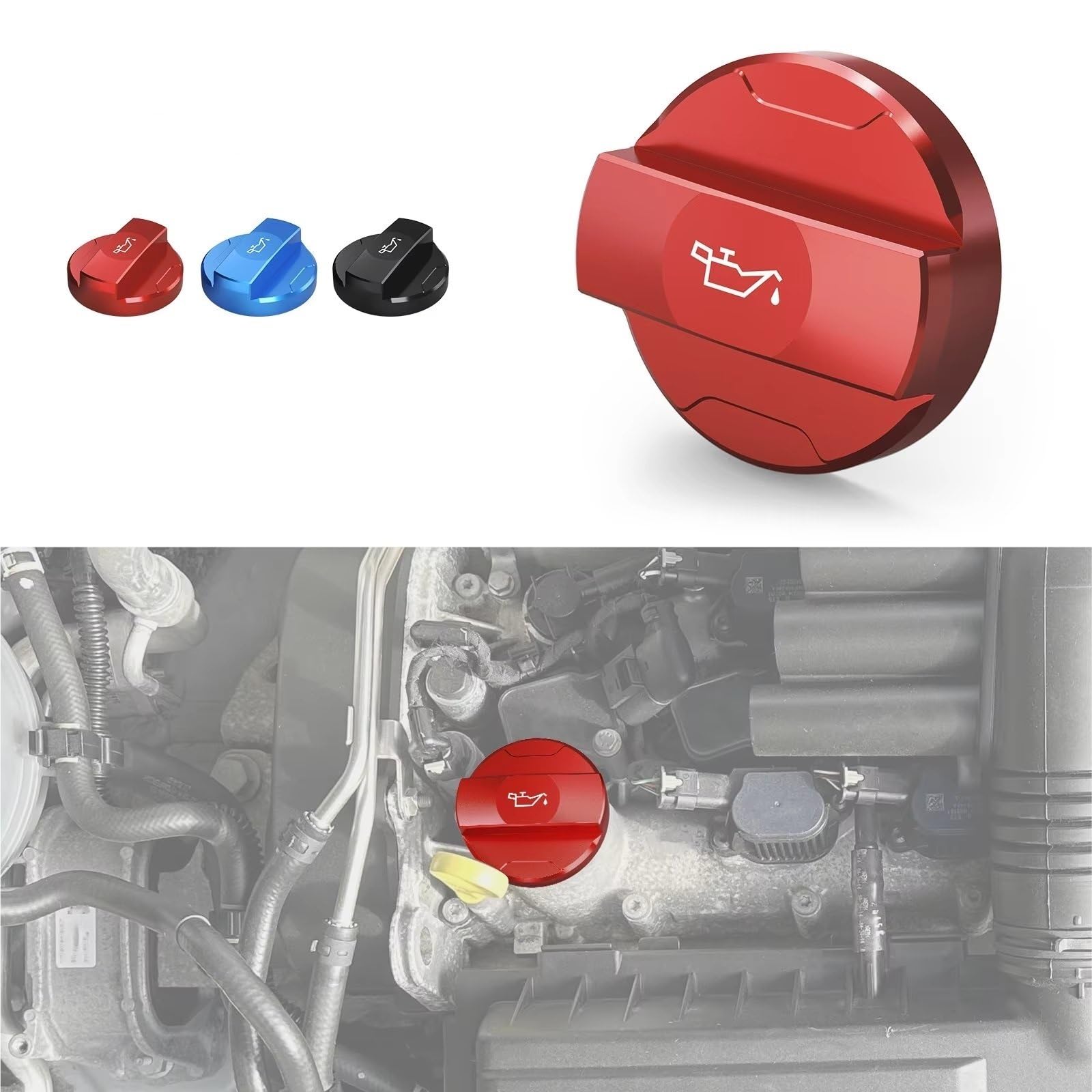 Tapón de llenado de aceite de motor Para A3 Para 8V Para 8Y Para 8P BEVINSEE Tapa Llenado Aceite Cubierta Aluminio Motores EA211 Cubierta Accesorios Repuesto(Black)