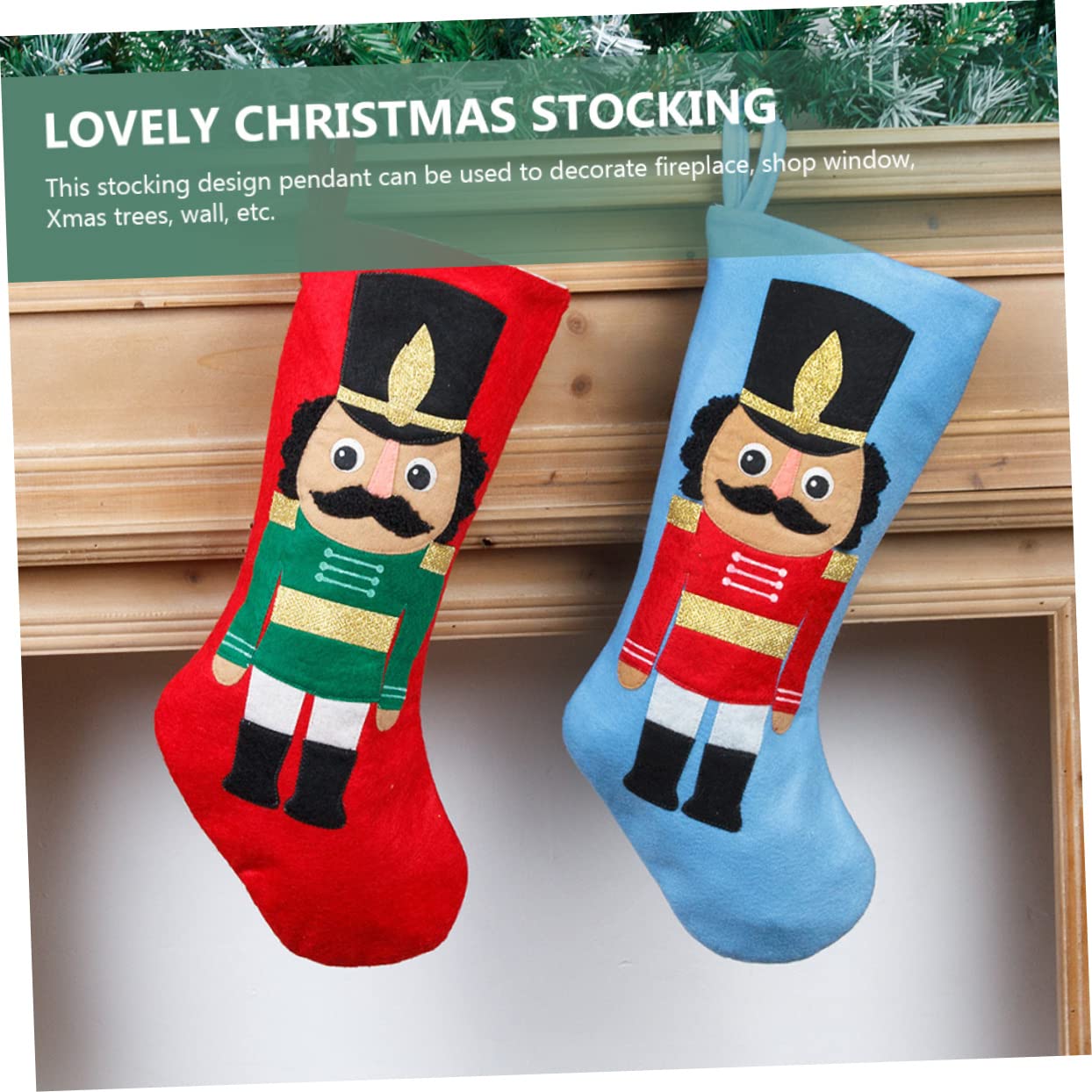 MAGICLULU 5 Sätze Soldat Weihnachtsstrumpf Keks Gehäkelte Weihnachtsstrümpfe Bonbonfiguren Nussknacker Baumschmuck Weihnachtsdekoration Halter Gold Wichtel Filztuch 2 Stück * 5