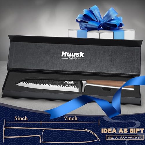 Miniatura 6 de Huusk Santoku Cuchillo de cocina japonés de 7 pulgadas, cuchillo de cocina forjado a mano, cuchillo de chef afilado para verduras, carne, cocina