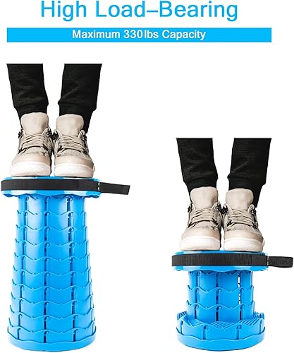 Miniatura 5 de LB Taburete plegable retráctil portátil, ligero telescópico plegable para adultos para pesca al aire libre, senderismo, jardinería, viajes,