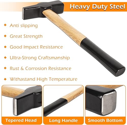 Miniatura 6 de Juego de martillo de herrero y martillo de herrero profesional, repuesto OEM #0000811-1000 Martillo de patrón sueco de cruces (juego de 17 pulgadas)