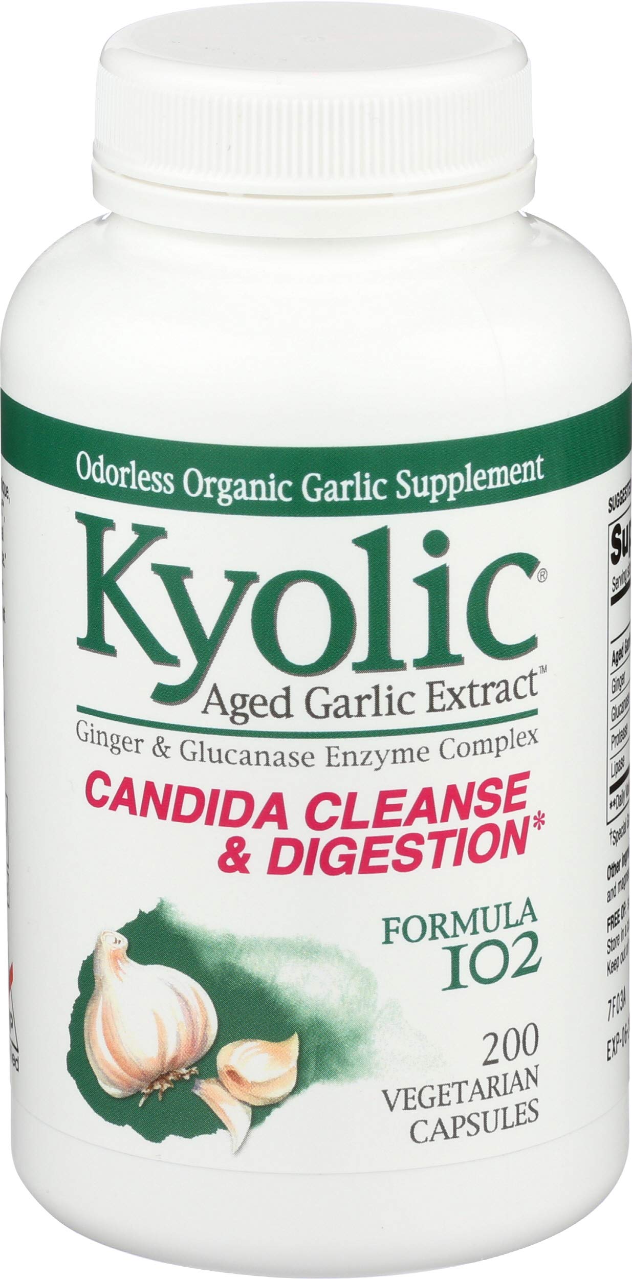 Aged Garlic Extract, Cleanse & Digestion, Formula 102, 200 Veggie Capsules, Kyolic