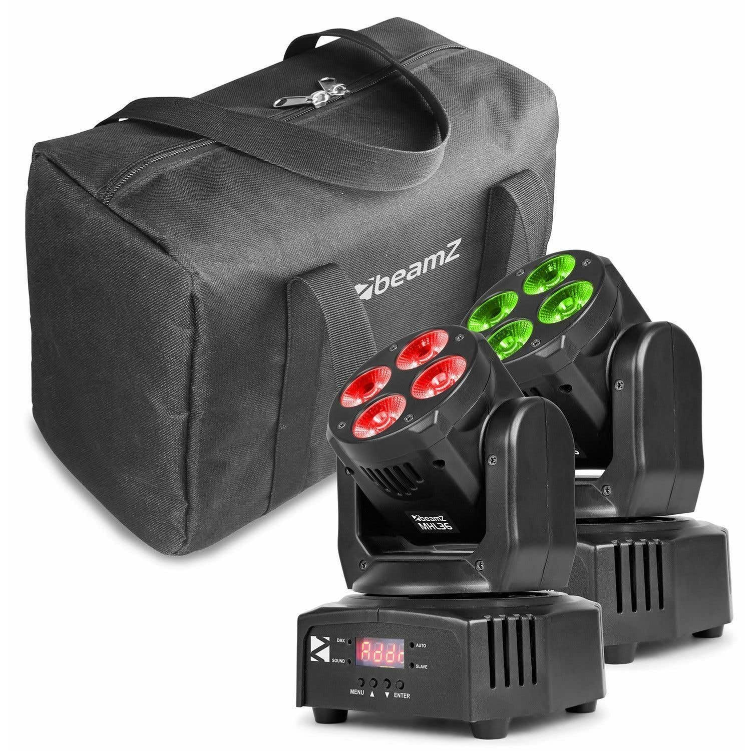 beamz MHL36 Moving Head Set 2 Riflettori LED 4x9W LED 4in1 RGBW 4 Show nero