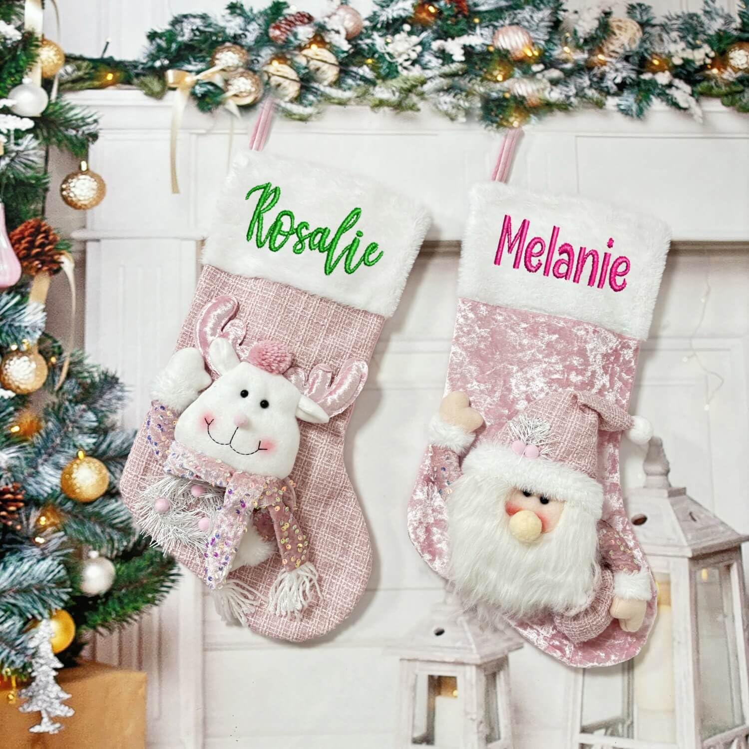 Calze di Natale personalizzate con nome ricamato, 45,7 cm, grandi, lavorate a maglia, per bambini e famiglia, per feste in famiglia (una per ogni stile)