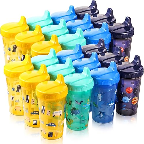 Vista 9 de Mifoci 12 vasos para sorber de 10 onzas para niños pequeños de 1 a 3 años, vasos con tapa con tapa reutilizables para bebés, aptos