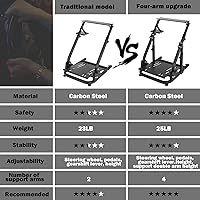 Vista 5 de Marada Racing Wheel Stand Steering Wheel Stand Ultra-stable 4 Support Arms fit for LogitechThrustmaster, G25 G27 G29 G920 T300RS, Sim Racing Stand