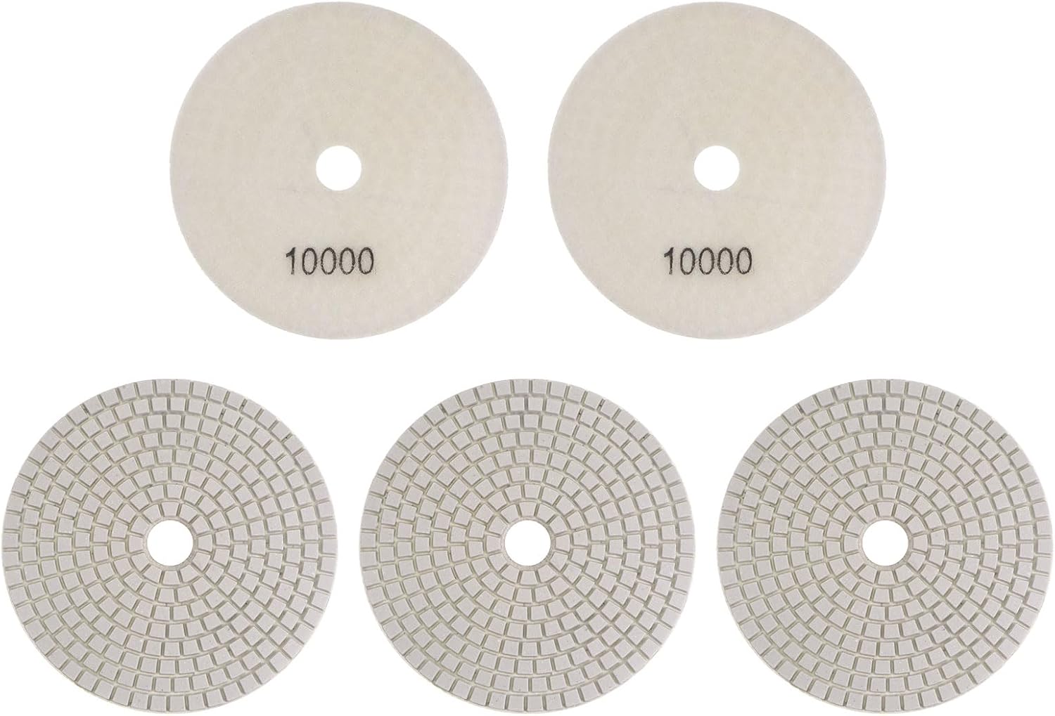 HARFINGTON 5pcs Diamond Polishing Pads 5" Grit 10000 Wet/Dry Polish Pad for Stone Concrete Marble Countertop Quartz, for Polisher Grinder