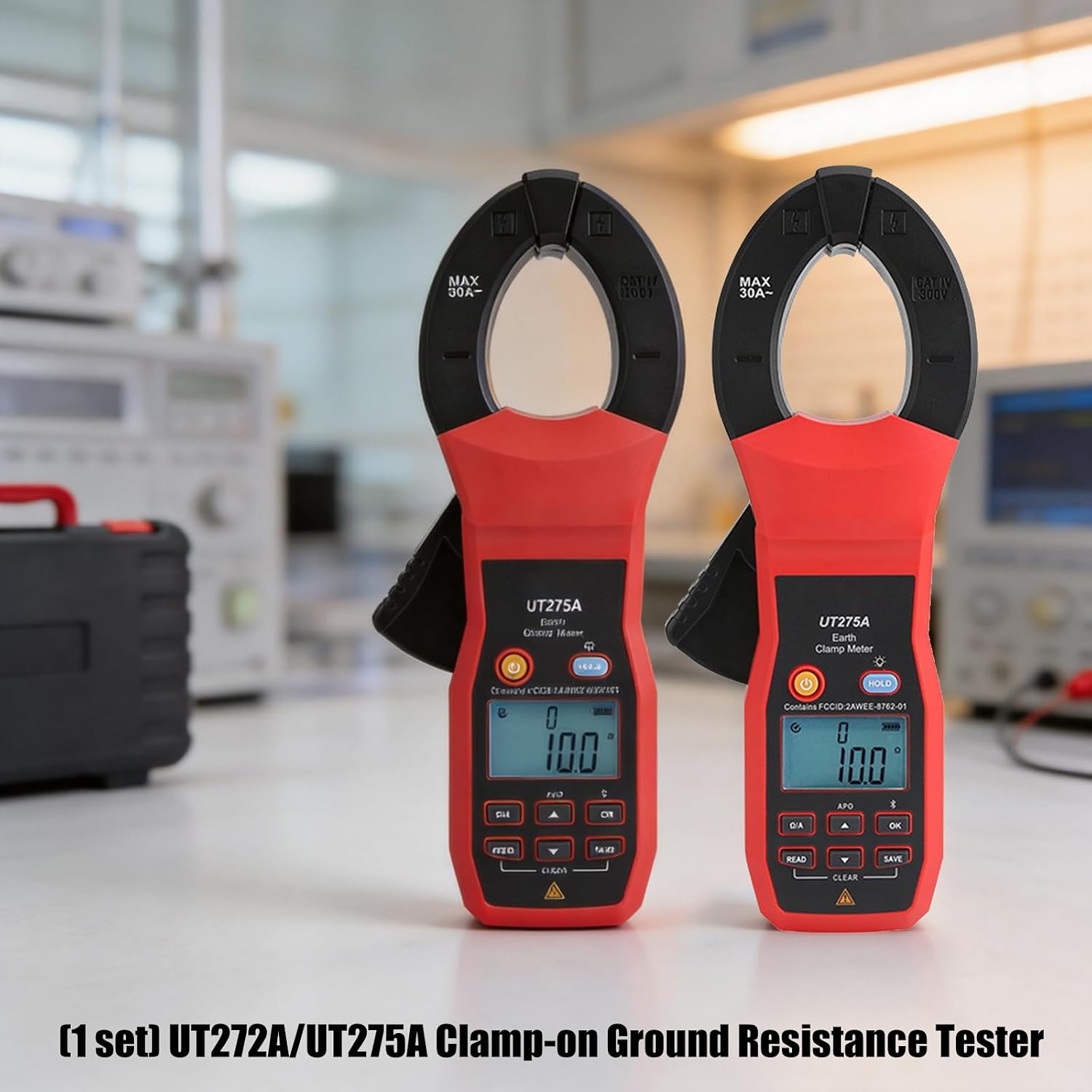 Handheld Clamp-on Ground Tester with LCD Screen, Earth Resistance Meter for Electrical Grounding Checks and Maintenance Earth Clamp Meter Digital Ground Resistance Tester Grounding Inspection Non