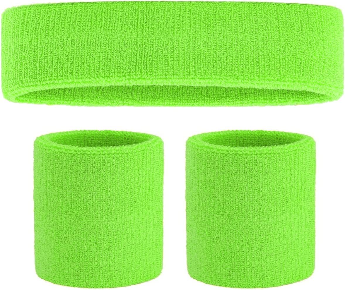 80s Sweatbands, Neon Headband and Wristbands, Sweat Bands 80s Neon Colors, Party Costume, Sweatband for Women, Colorful Sweatband Set, Neon Sweatbands Lime Green Orange Pink Neon Sweat Bands - Image 4