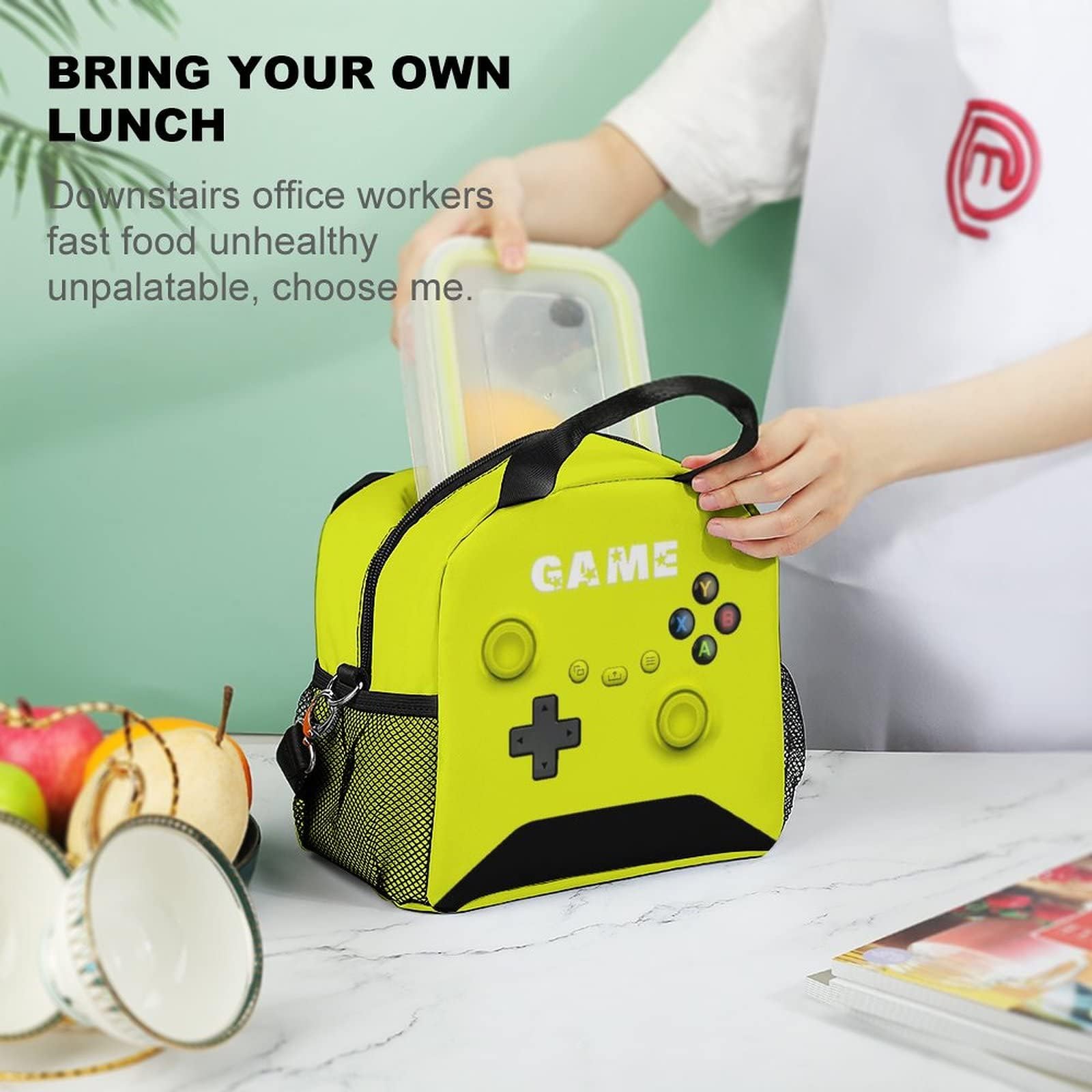 Bolsa de almuerzo de juego para niños y niñas, almuerzo de videojuegos aislada para entrenamiento, viajes, caja reutilizable, caja térmica para comida