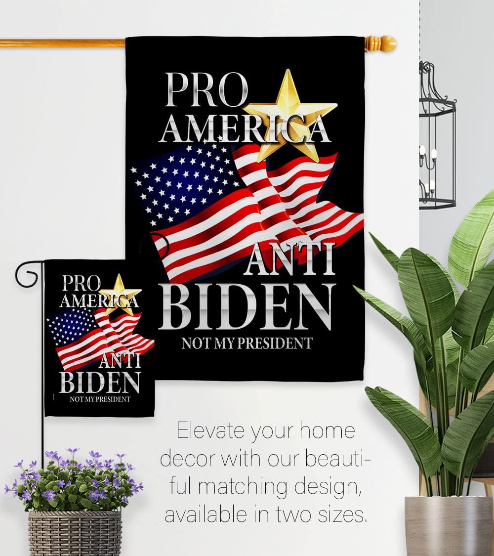 Pro America Anti Biden House Flag Americana Political President Democrat Republican Tea Party United State American Election Banner Small Garden Yard Gift Double-Sided, Made in USA