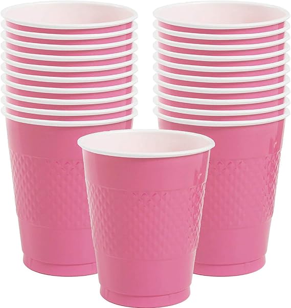 Bright Pink Plastic Cups 9 oz. Pack of 20 Party Supply