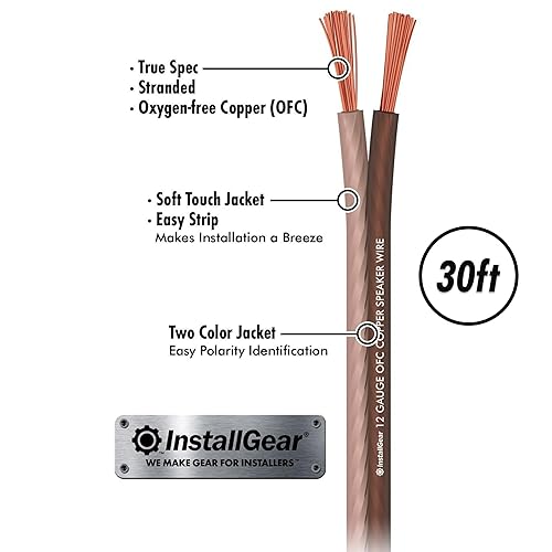 Miniatura 8 de InstallGear Cable de altavoz de calibre 12 30 pies - Cable de altavoz marrón de 12 AWG 999  Cobre sin oxígeno - Especificaciones reales y cable