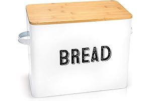 Large White Farmhouse Bread Box with Bamboo Lid for Homemade Bread