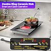 Ceramic Hob 2 Zone, 2 Ring Electric Hob Slider Control, Built-in & Countertop Hob, 3000W Plug in Double Electric Hob, 9 Power Levels, Timer, Residual Heat Indicator, Child Lock, 220-240V