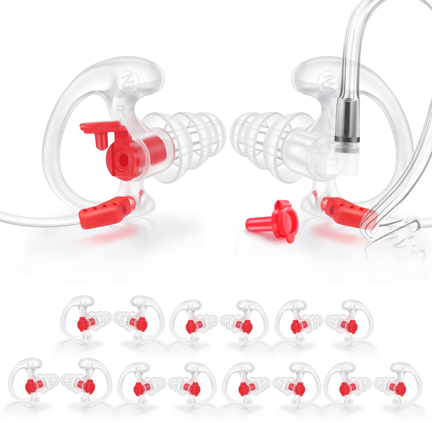 Zeadio Écouteur Triple Bouchon, Confortable en Silicone Moulé - Moyen, Paquet de 8, Transparent