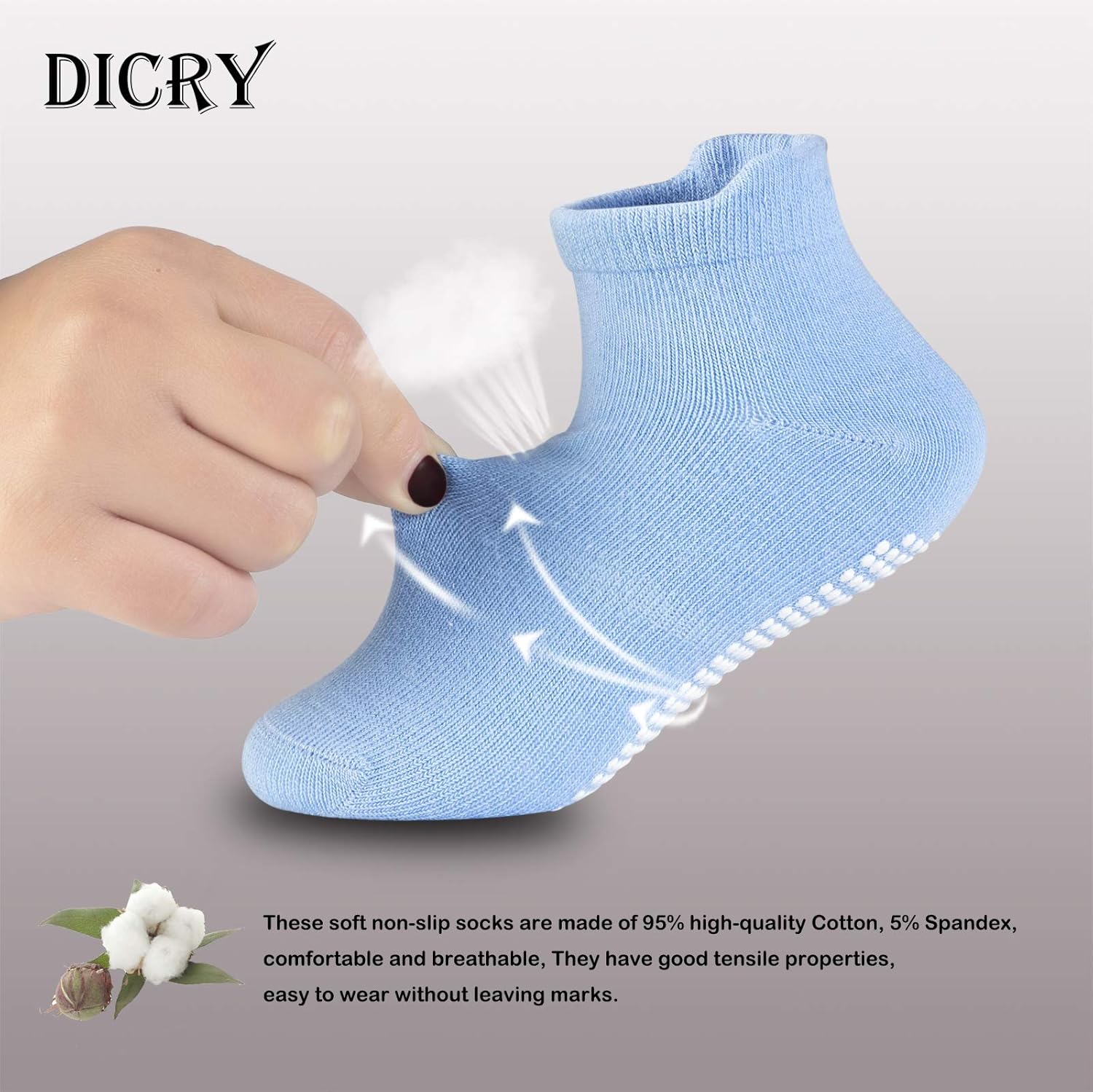 Dicry Toddler Non-Slip Ankle Socks Baby Anti-skid Grips Socks for Infant Kids - Image 4