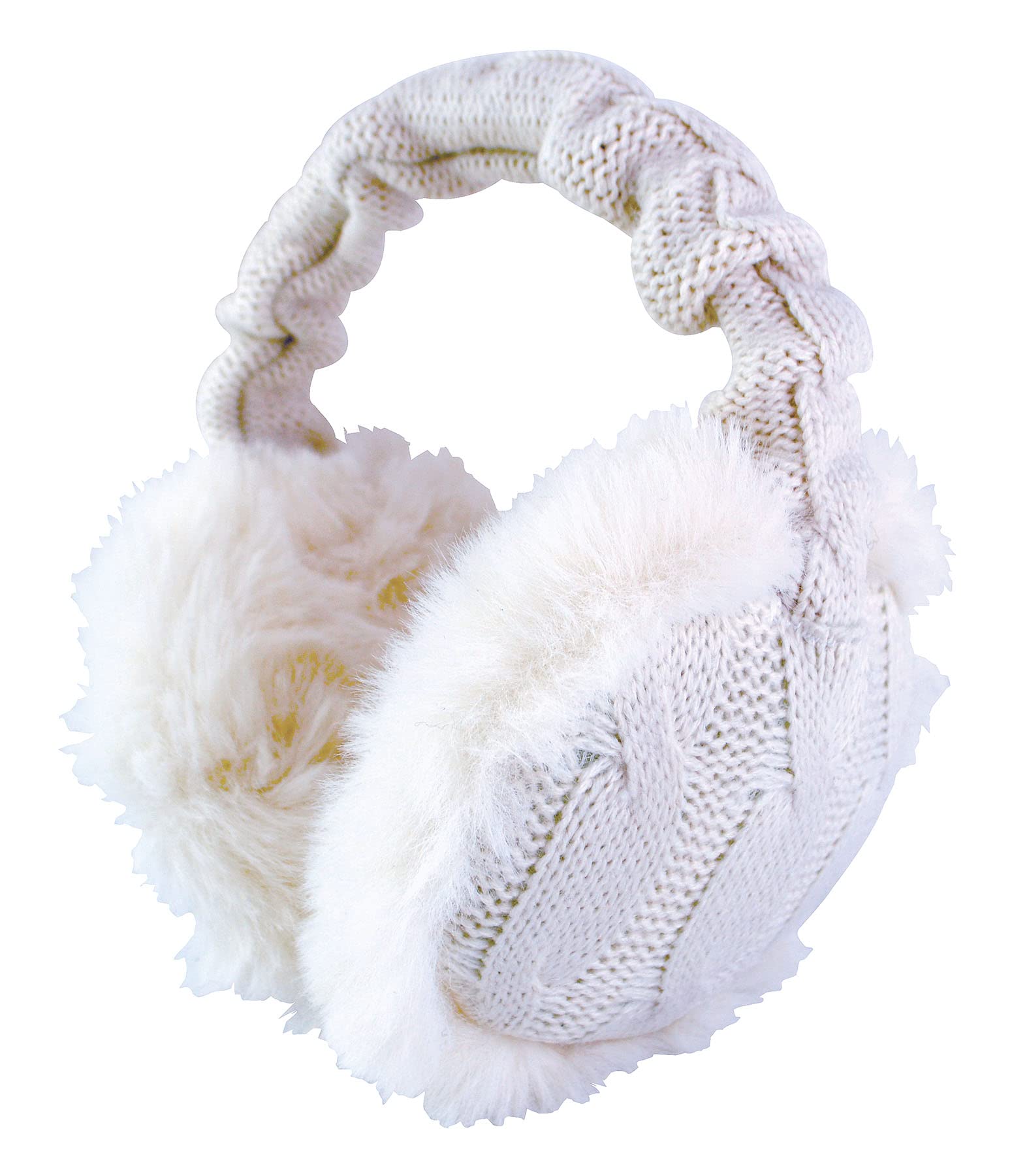 Heat Holders Women's Cream - Winter Warm Knitted Ear Muffs | Faux Fur | Cold Weather (One Size, )