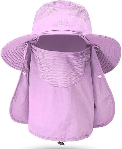 Sombrero de pesca para hombres y mujeres, protección solar UV al aire libre, sombrero de ala ancha con cubierta facial y solapa para el cuello