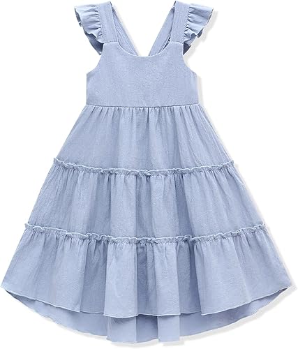 Hipea Vestidos para niñas pequeñas, sin mangas, sin espalda, con bloques de color, vestidos casuales de playa para niños